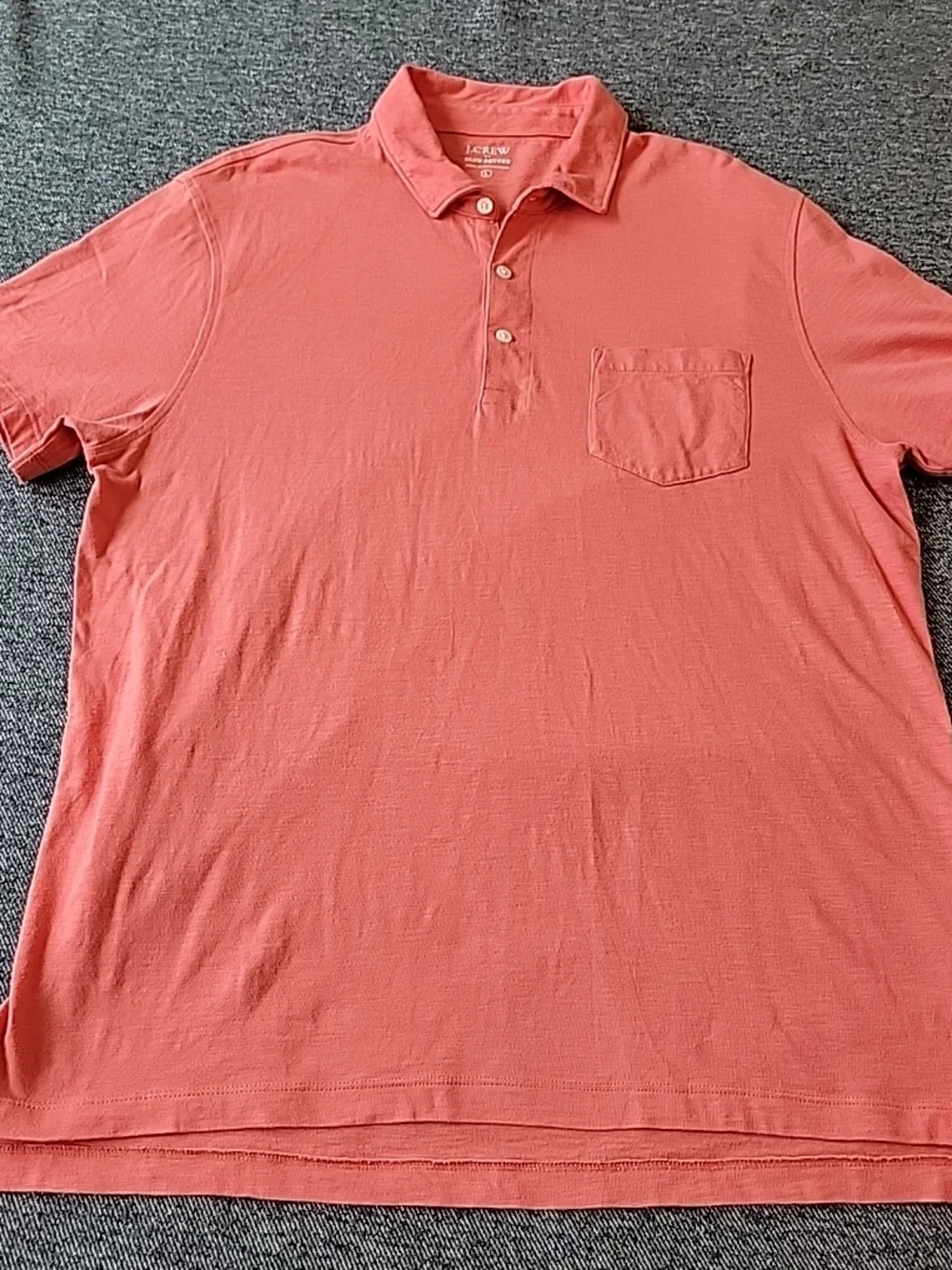 J Crew Polo Shirt Men's Large Red Slub Cotton Pocket‎ Short Sleeve Preppy